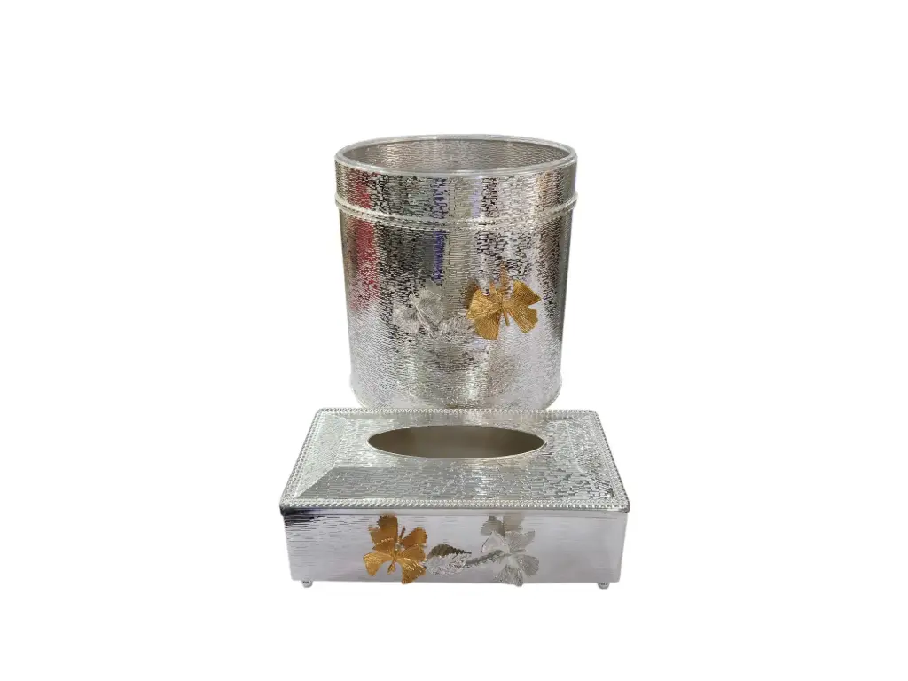 Dust Bin Tissue Box Silver 