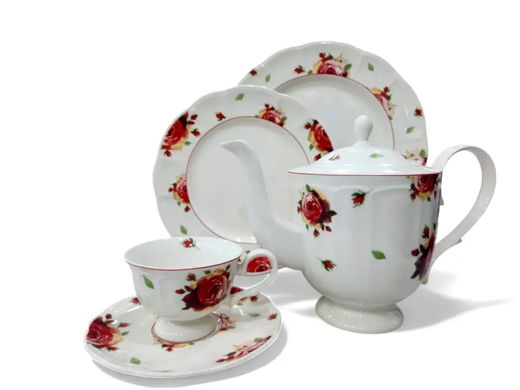 Tea Set Imperial Collection Thailand Hi Tech Ceramic 24 Pieces 6 Person         