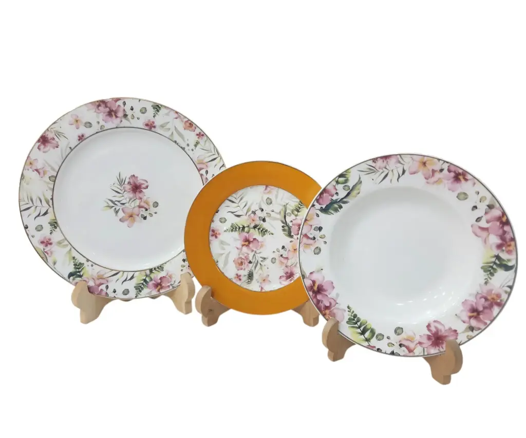 Plate Set Bone China 18 Pieces 6 Person