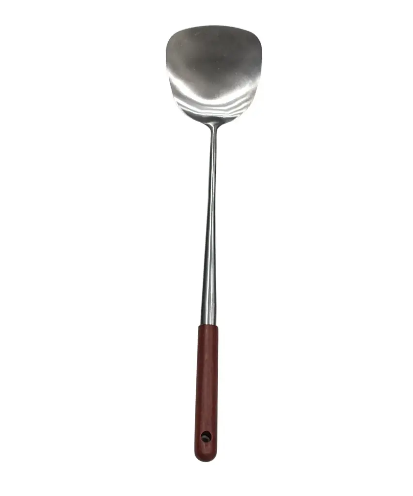 Standard Steel Cooking Spoon Wooden Handle 