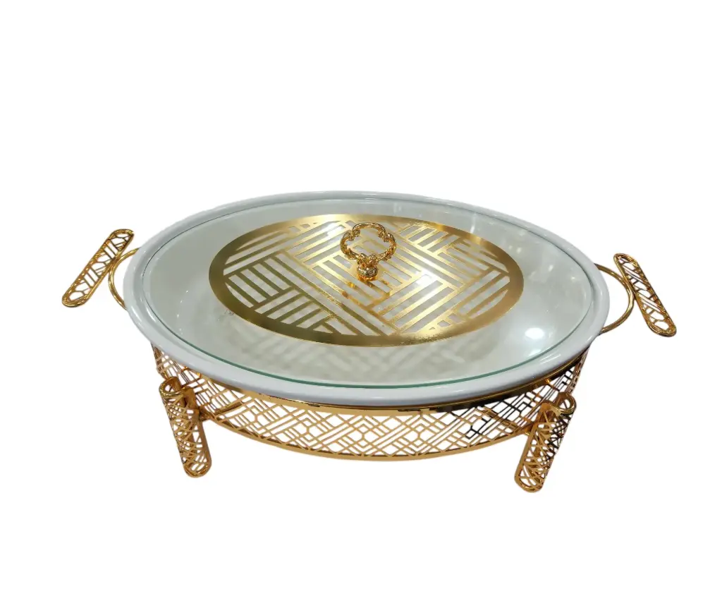 Brilliant  Food Warmer with Golden Stand 14.5"  