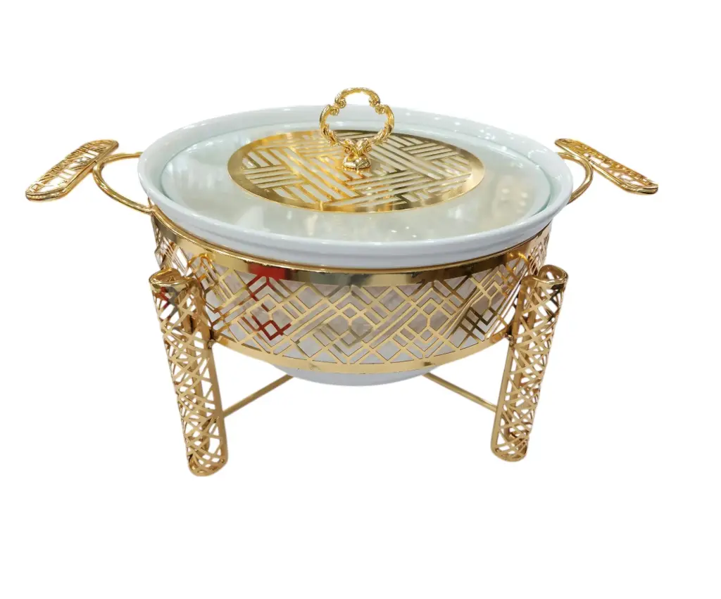 Brilliant  Food Warmer with Golden Stand 10"  