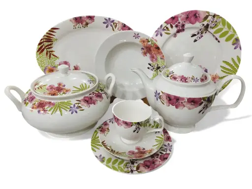 [B17B018/45] Dinner Set Bone China An Evening in Paris 61 pieces 8 person
