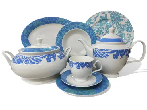 [B18065/45] Dinner Set Bone China An Evening in Paris 61 pieces 8 person