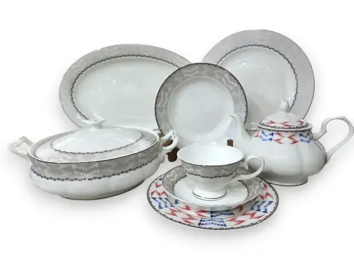 [YS002/45] Dinner Set Bone China Elegant Style 61 pieces 8 person