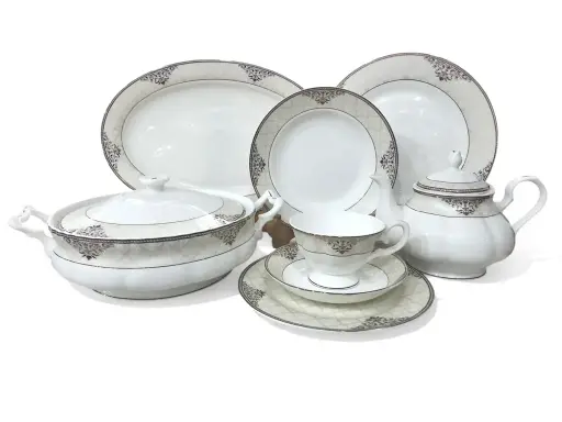 [YS006/45] Dinner Set Bone China Elegant Style 61 pieces 8 person