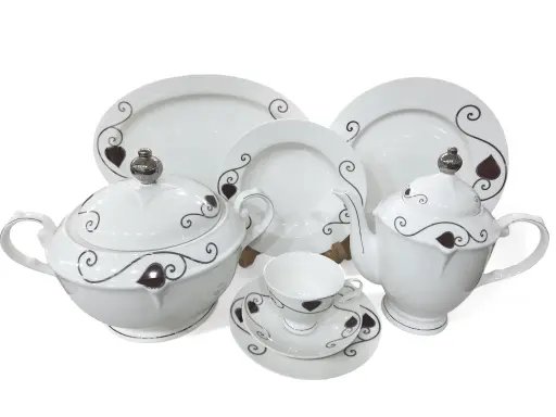 [ST] Dinner Set Bone China Super Strong 85 pieces 12 person