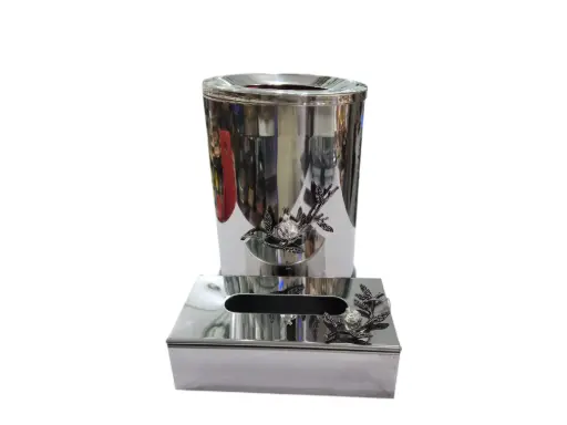 [195/41010933] Dust Bin Tissue Box Silver Orchid 