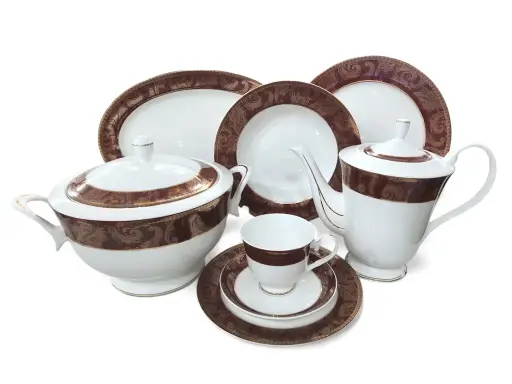[7146] Dinner Set Bone China Imperial  85 pieces 12 person