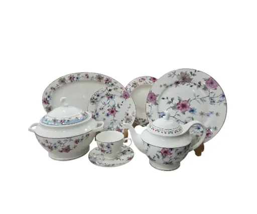 [7073/50] Dinner Set Queen Elizabeth Royal Bone China 61 pieces 8 person