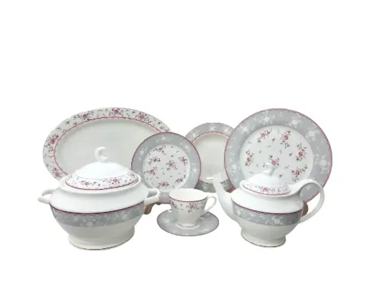 [S-7006/50] Dinner Set Queen Elizabeth Royal Bone China 61 pieces 8 person