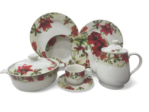 [0084/100] Dinner Set The White House Stoneware 85 pieces 12 person