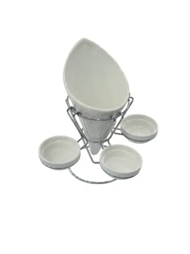[35/1305815] Ceramic Con Dip Set With Mattel Stand 