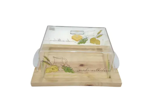 [58/19010231] Wooden Cheez & Pastry Tray with Acrylic Cover