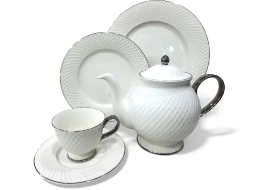 [Eclat/PL] Tea Set Imperial Collection Thailand Hi Tech Ceramic 24 Pieces 6 Person      