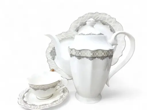 [7858] Tea Set Bone China Yamatos Collection 24 Pieces 6 Person