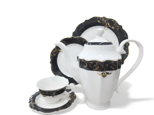 [7703] Tea Set Bone China Yamatos Collection 24 Pieces 6 Person