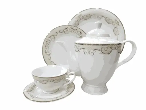 [8114] Tea Set Bone China Yamatos Collection 24 Pieces 6 Person 