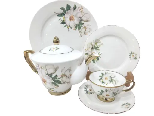 [02/13] Tea Set Bone China 24 Pieces 6 Perosn
