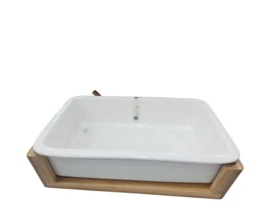 [75/23] Symphony Serving Dish With Wooden Stand 