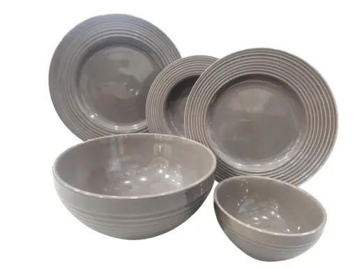 [703] Danny Home Plate Set Stone Ware  25 Pieces 6 Person