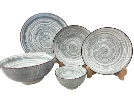 [702] Danny Home Plate Set Stone Ware  25 Pieces 6 Person