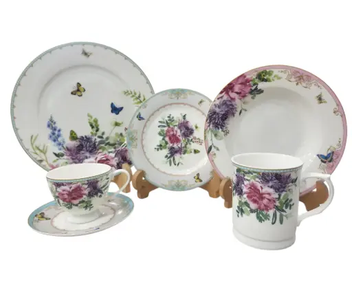 [7513] Queen Elizabeth Collection Plate Set 36 Pieces 6 Person