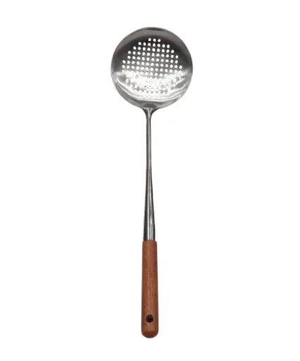 [11/60-] Standard Steel Cooking Spoon Wooden Handle 