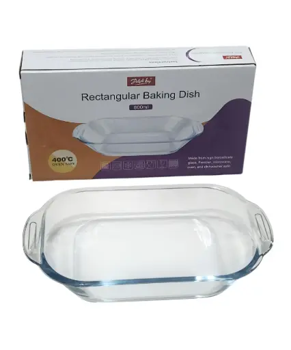 [18/64010/5202] DK Glass Rectangular Dish  800ml