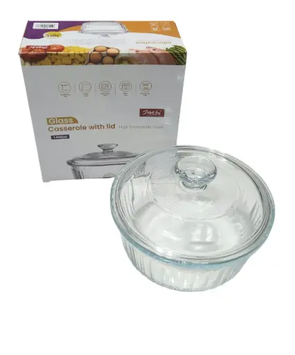 [35/13010/1400] DK Glass Casserole with lid 1400ml