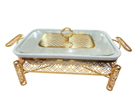 [135/36071223] Brilliant  Food Warmer with Golden Stand 15"  