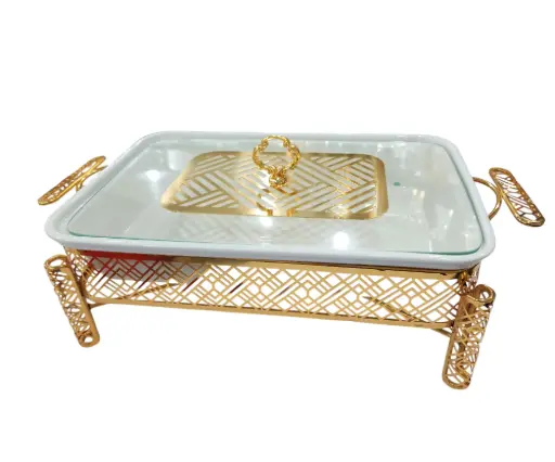 [125/37/071222] Brilliant  Food Warmer with Golden Stand 13.5"  