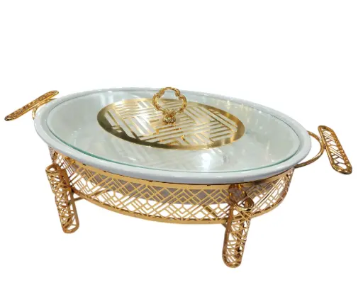 [135/3607/1223] Brilliant  Food Warmer with Golden Stand 16"  