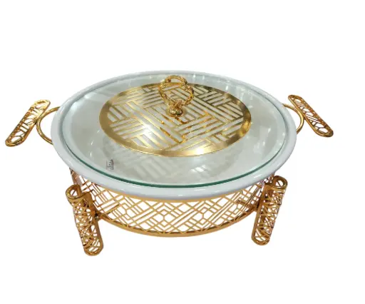 [125/37071226] Brilliant  Food Warmer with Golden Stand 12"  