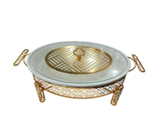 [125/3707/1224] Brilliant  Food Warmer with Golden Stand 14.5"  