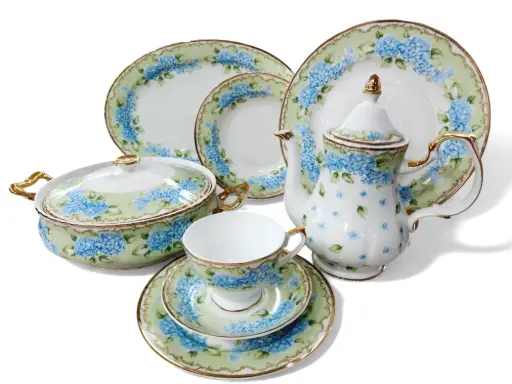 [KIC 03 Suliman] Dinner Set Bone China Royal Classic Green 