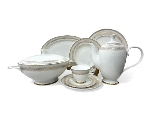 [Tsar/Golden] Dinner Set Bone China Yamatos Japan 85 pieces 12 person