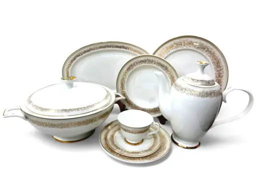 [Tsar/Golden] Dinner Set Bone China Yamatos Japan 85 pieces 12 person
