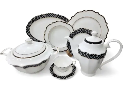 [6664] Dinner Set Bone China Yamatos Japan 85 pieces 12 person