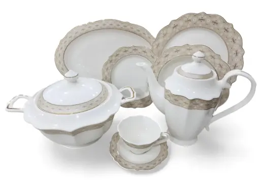 [7757] Dinner Set Bone China Yamatos Japan 85 pieces 12 person