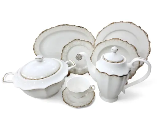 [7862] Dinner Set Bone China Yamatos Japan 85 pieces 12 person