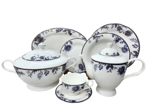 [7378] Dinner Set Bone China Yamatos Japan 85 pieces 12 person