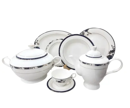 [8042] Dinner Set Bone China Yamatos Japan 85 pieces 12 person