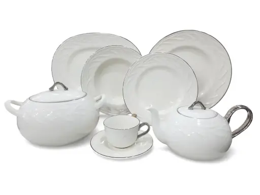 [ANGLE PL] Dinner Set Imperial Collection Thailand Hi Tech Ceramic 85 pieces 12 person